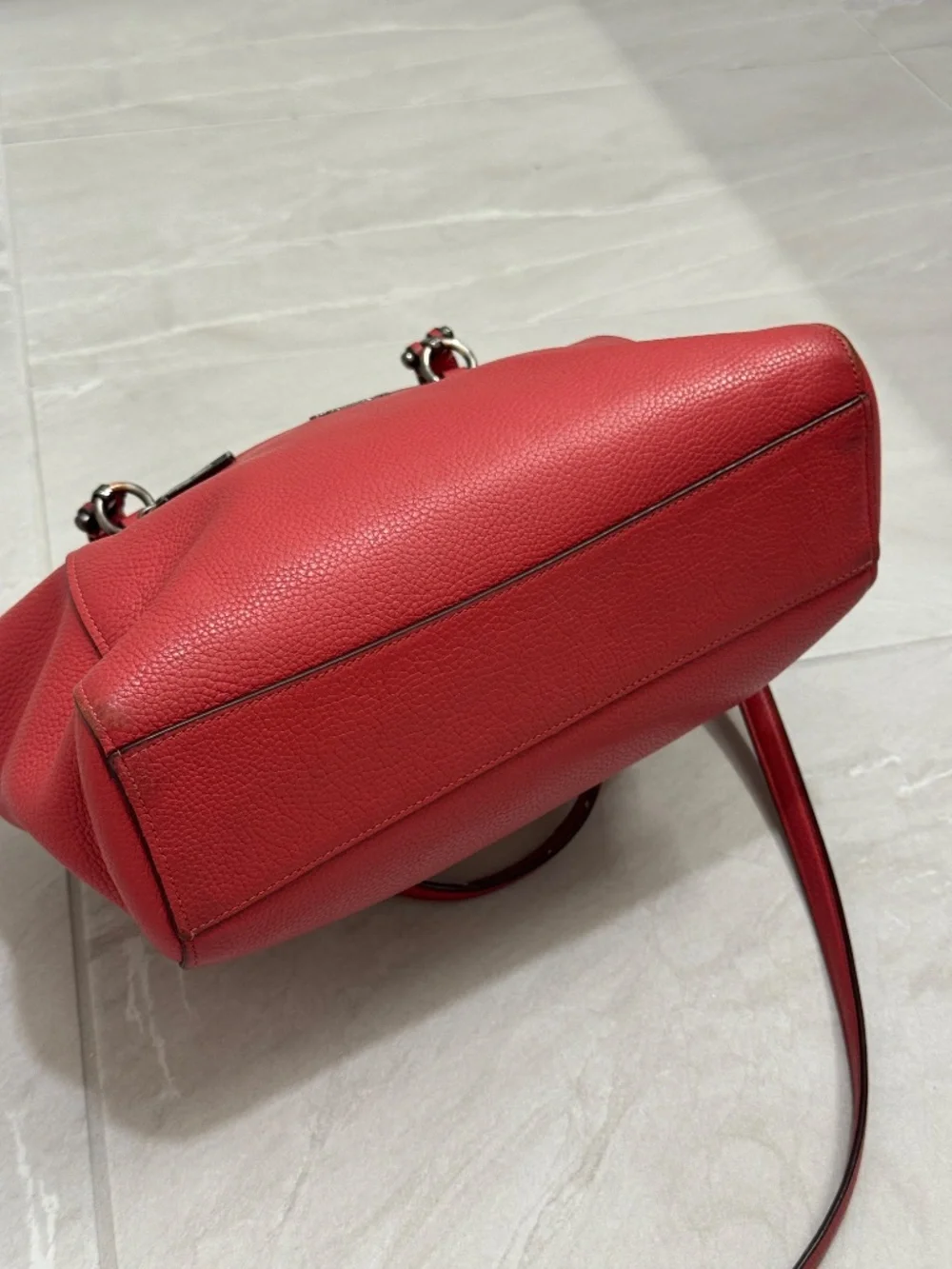 Coach Orange Red Pebbled Leather Prairie Satchel Crossbody Bag with Dust Bag - Picture 3 of 14